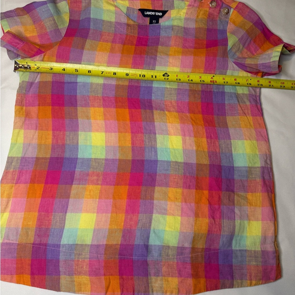 Lands' End Colorful Plaid Blouse Size XS - Picture 7 of 11